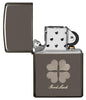 Good Luck Design Black Ice Windproof Lighter with its lid open and not lit