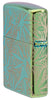  Seitenansicht Rückseite Zippo Feuerzeug 360 Grad Design Hochglanz Grün mit Hanfblättern und Pilzen