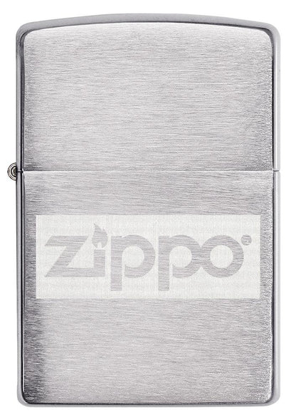 Frontansicht Zippo Feuerzeug Chrom mit Zippo Logo
