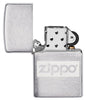 Zippo Feuerzeug Chrom mit Zippo Logo geöffnet