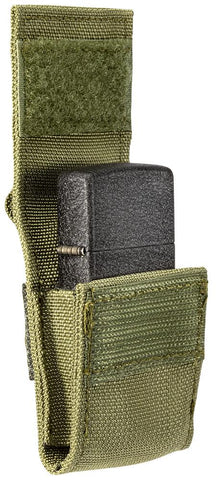 Seitenansicht Zippo Feuerzeugtasche grün mit Black Crackle Feuerzeug