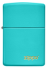 Briquet Zippo vue de face du briquet tempête Zippo Flat Turquoise avec logo