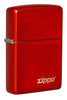 Zippo Feuerzeug Frontansicht ¾ Winkel Basismodell Metallic Rot mit eingraviertem Zippo Logo