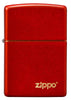 Zippo Feuerzeug Frontansicht Basismodell Metallic Rot mit eingraviertem Zippo Logo