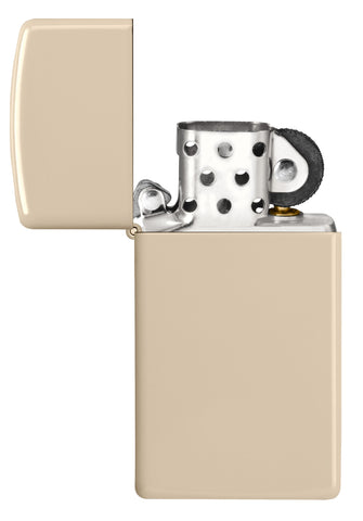  Zippo Feuerzeug Slim Flat Sand Basismodell geöffnet ohne Flamme