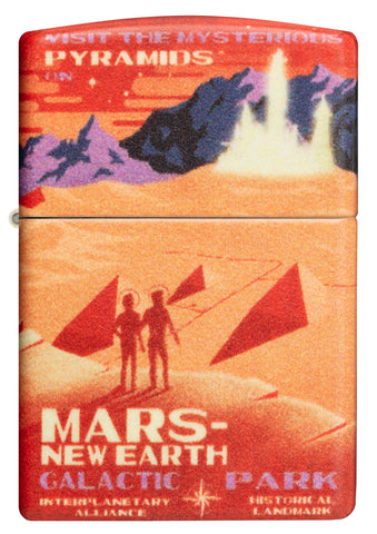 Frontansicht Zippo Feuerzeug 540 Grad rote Marslandschaft mit zwei Astronauten Online Only