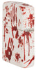 Zippo Feuerzeug Seitenansicht hinten ¾ Winkel 540 Grad Design matt weiß mit blutigen Handabdrücken