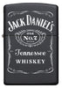 Frontansicht Zippo Feuerzeug schwarz mit weißem Jack Daniel's Logo