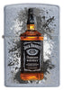 Frontansicht Zippo Feuerzeug chrom Jack Daniel's Flasche in der Mitte