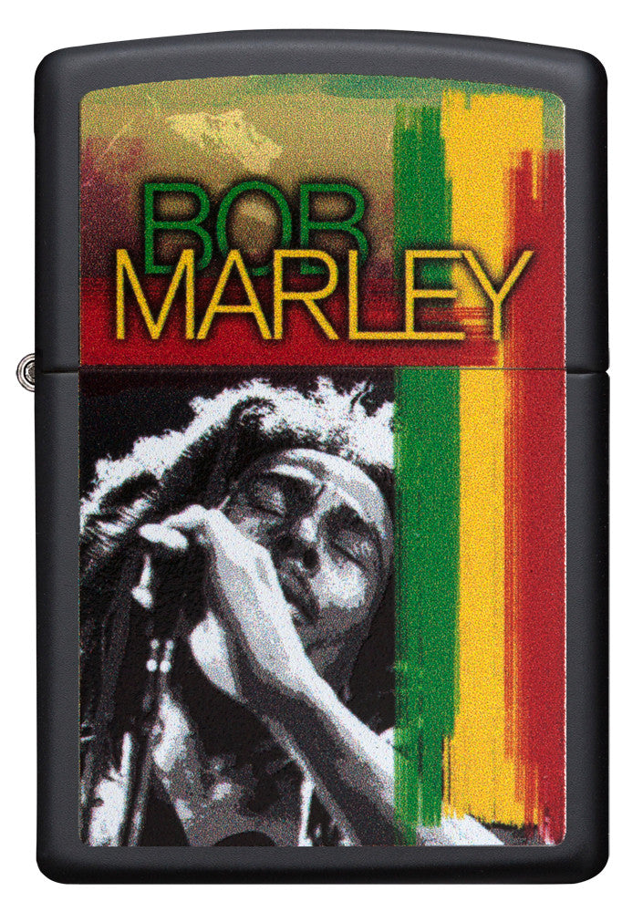 Vue de face du briquet tempête Zippo Bob Marley