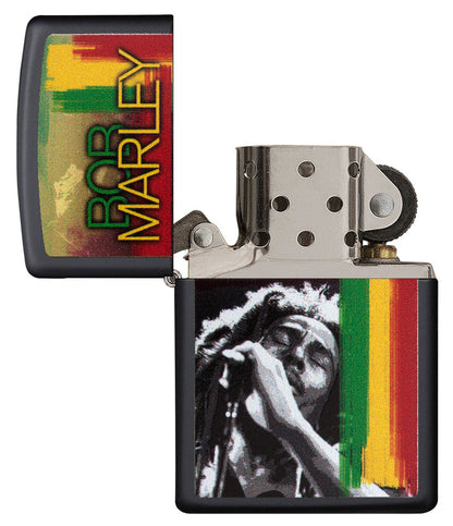 Vue de face du briquet tempête Zippo Bob Marley éteint, sans flamme