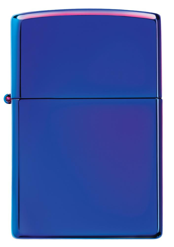 Frontansicht Zippo Feuerzeug blau Hochglanz