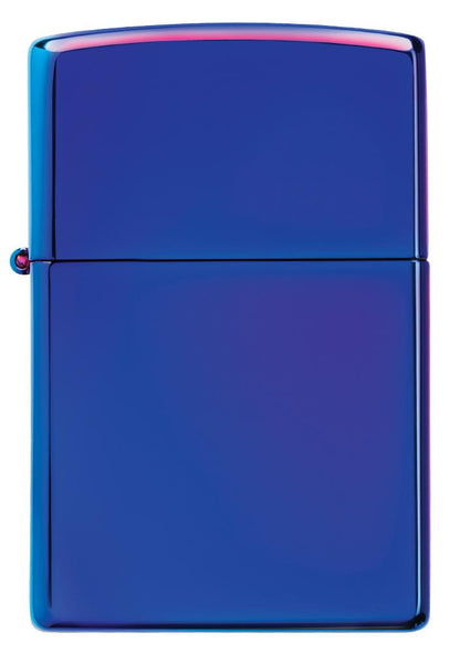 Frontansicht Zippo Feuerzeug blau Hochglanz