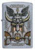Frontansicht Zippo Feuerzeug chrom Odin mit Helm