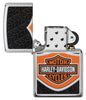 Zippo Feuerzeug Chrom Harley Davidson Logo orange schwarz weiß geöffnet