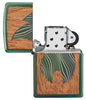 Zippo Woodchuck mit grüner Zippo Flamme geöffnet