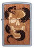 Frontansicht Zippo Woodchuck Totenkopf mit Schlange