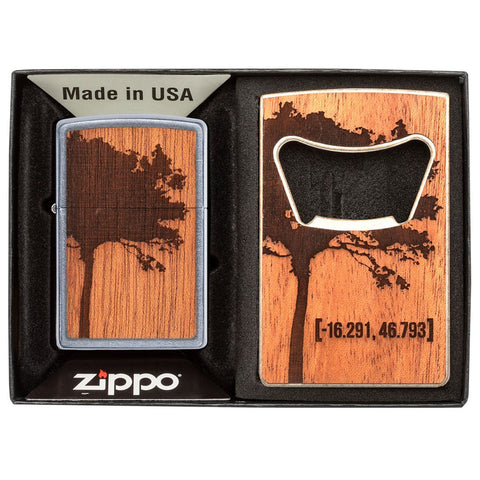 Zippo Woodchuck mit Baum in offener Verpackung