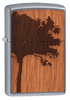 Frontansicht 3/4 Winkel Zippo Woodchuck mit Baum