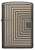 Zippo Feuerzeug Frontansicht Black Ice® mit eingravierten geometrisch angeordneten Linien
