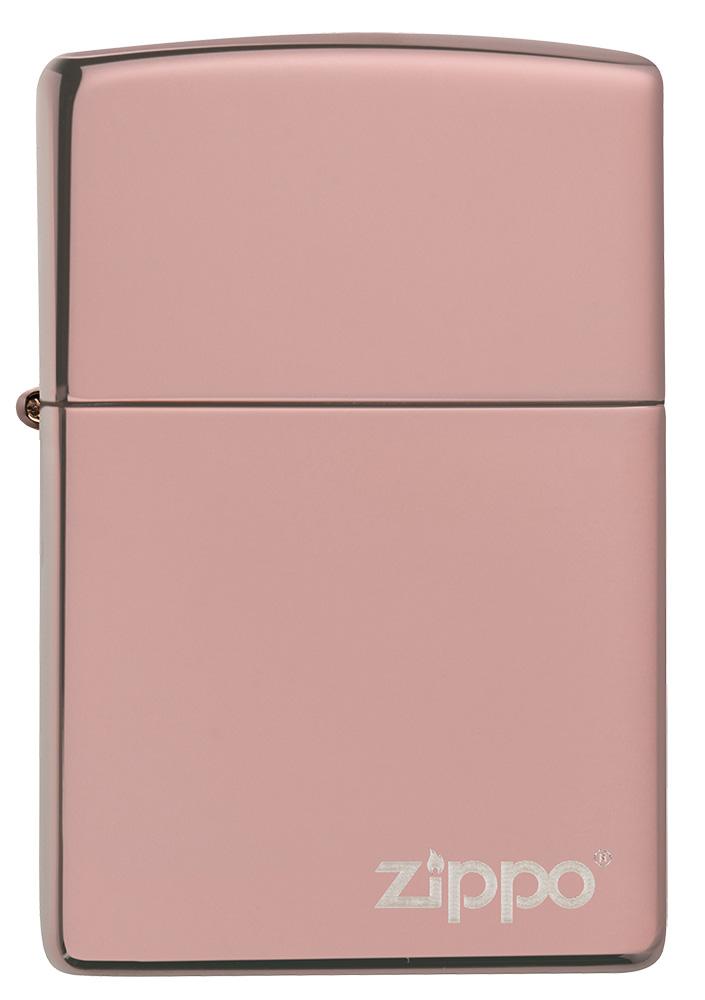 Frontansicht Zippo Feuerzeug Zippo Feuerzeug rose gold Hochglanz mit Zippo Logo