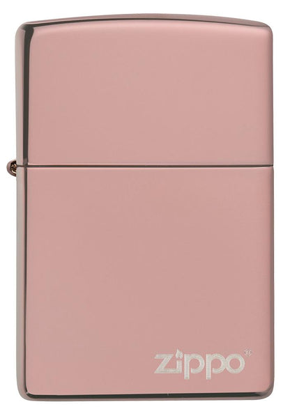 Frontansicht Zippo Feuerzeug Zippo Feuerzeug rose gold Hochglanz mit Zippo Logo