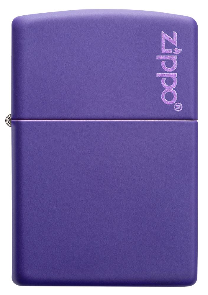 Frontansicht Zippo Feuerzeug Basismodell violett matt mit Zippo Logo