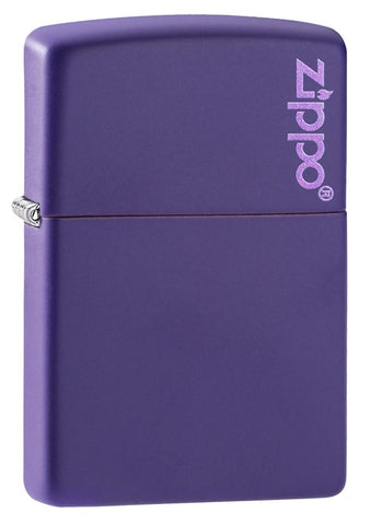 Frontansicht 3/4 Winkel  Zippo Feuerzeug Basismodell violett matt mit Zippo Logo