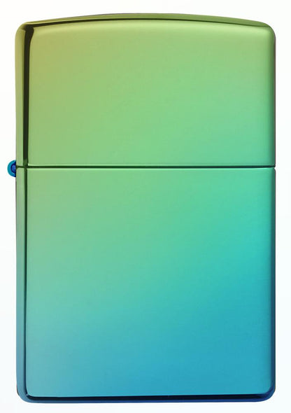 Frontansicht Zippo Feuerzeug Hochglanz grün blau