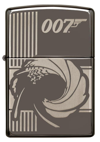 Frontansicht  Zippo Feuerzeug grau glänzend James Bond 007