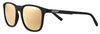 Zippo Sonnenbrille Frontansicht ¾ Winkel mit Rose goldfarbenen Gläsern und schmalem eckigem Rahmen in schwarz mit weißem Zippo Logo