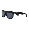 Zippo Sonnenbrille Frontansicht ¾ Winkel mit eckigem Rahmen und breiten Bügeln in blau mit weißem Zippo Logo