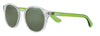 Zippo Sonnenbrille Frontansicht ¾ Winkel mit transparentem Rahmen und Brillengläser und Bügel in grün