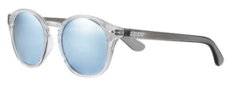 Zippo Sonnenbrille Frontansicht ¾ Winkel mit transparentem Rahmen und Brillenbügel in schwarz