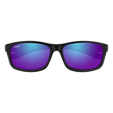 Frontansicht Zippo Sonnenbrille blaue Gläser mit schwarz-blauem Rahmen